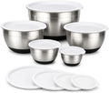 Avador Premium Stainless Steel Mixing Bowls with Lids Non-Slip, Set of 5 Mixing Bowl Set with Silicone Base, Space Saving, Great for Cooking, Baking, Prepping (0.25qt, 1qt, 1.5qt, 3qt, 5qt)