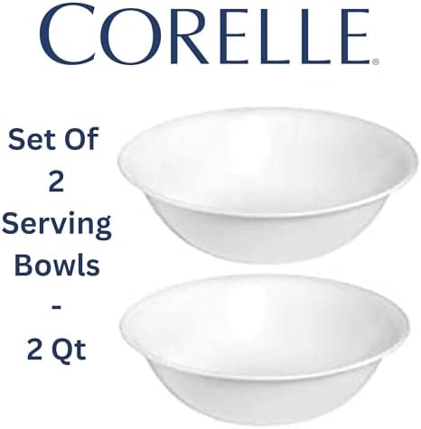 Corelle 12-1/4-Inch Serving Platter, Winter Frost White - 2-Pack with 2-Quart Serving Bowl, Winter Frost White 2PK - Set of 4
