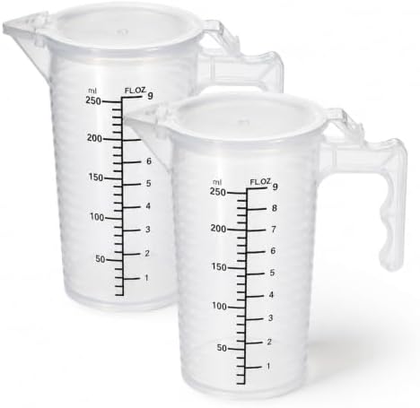 250ml Plastic Graduated Beaker, 2 Pack 9oz Plastic Measuring Cup with