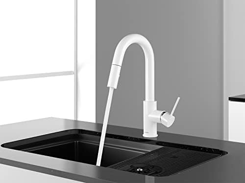 AguaStella AS59W White Bar Faucet with Pull-Down Sprayer