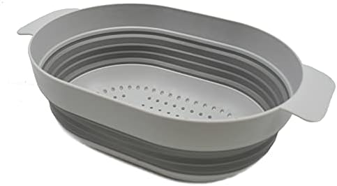 SAMMART 3L (0.8 gallon) Over The Sink Oval Colander (Grey, 1)
