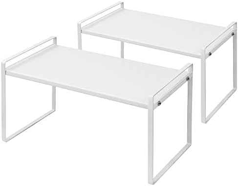 Nxconsu Stackable Cabinet Shelf Organizer 2 Pack, Standard Tall White
