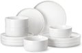 MALACASA 12 Pieces Porcelain Dinnerware Set, Modern White Dish Set for