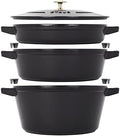 STAUB Cast Iron Set 4-pc, Stackable Space-Saving Cookware Set, Dutch