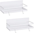 Thipoten Magnetic Spice Rack with 2 Removable Hooks, White, 2-Pack