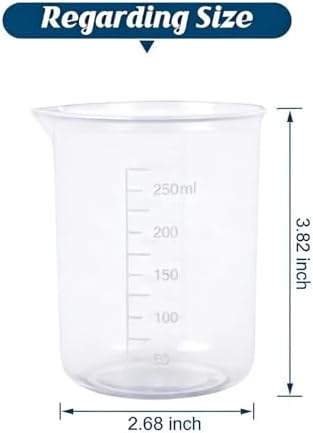 6-Pack Plastic Graduated Lab Beakers, 250ml & 300ml Mixing Measuring