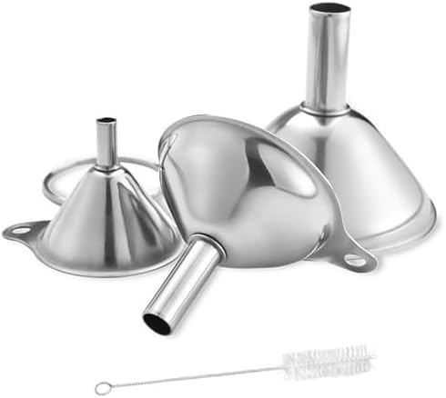 3Pcs Stainless Steel Kitchen Funnel Set Food Grade Metal Small Funnel