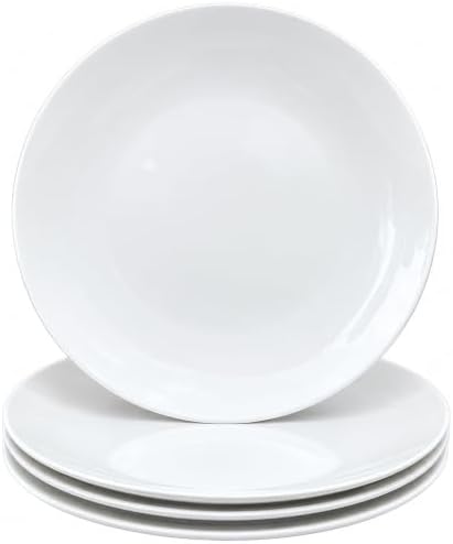 Serving Platters Set of 4, 12 Inch White Ceramic Serving Plates, Round