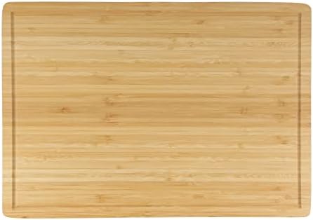 BambooMN Brown Large Natural Bamboo Cutting Board with Juice Groove
