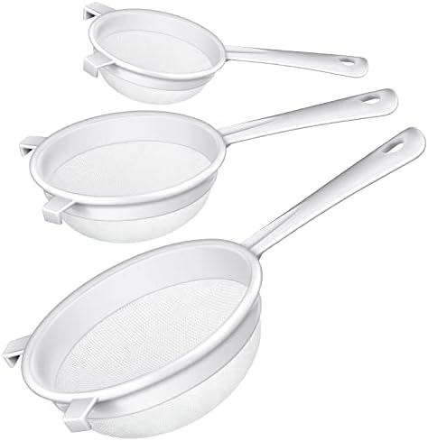 Skyley 3 Pcs Plastic Nylon Mesh Kefir Fine Strainer Set, 3 In, 4 In