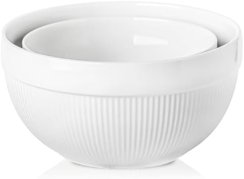 Ceramic Large Mixing Bowls for Kitchen, Set of 2 Big Serving Bowls for