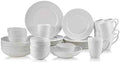 Mikasa Annabelle Bone China Dinnerware Set, 40-Piece Service for 8, White Hobnail Detail, Dinner Plates, Salad Plates, Bowls and Mugs, Dishwasher and Microwave Safe