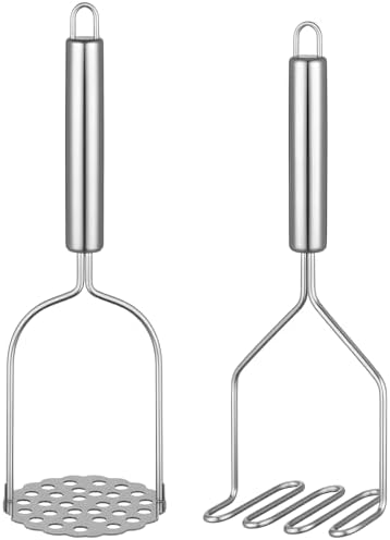 2PCS Stainless Steel Mashed Potato Masher for Vegetable, Ground Beef