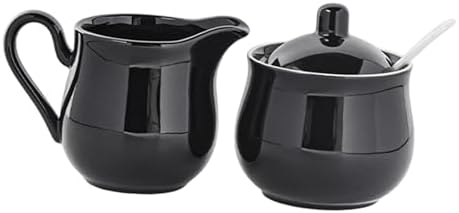 Ceramic Sugar and Creamer Set Sugar Bowl with Lid and Spoon Premium