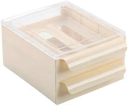 Eggs Dispenser with Double Drawers for Refrigerator, Cream Color