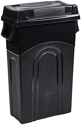 United Solutions 23 Gallon Black Plastic Swing-Lid Waste Container
