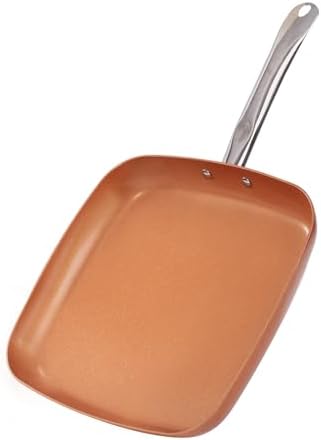 Toutrop Non-Stick Copper Square Frying Pan, 12" Chef Skillet with