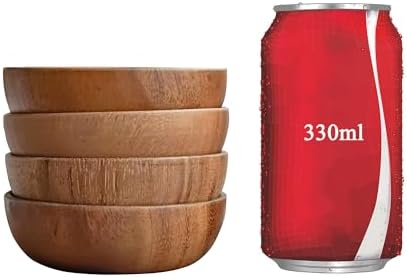 muso wood Acacia Dipping Bowls, Small Wooden Bowls, 2.5 oz, 4 Pack