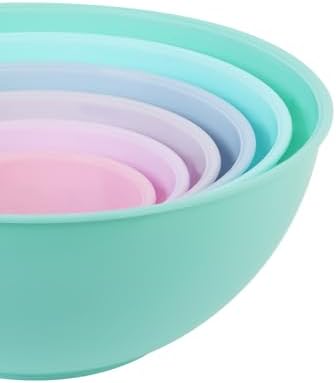 BoxedHome BPA Free Plastic Round Mixing Bowl with Lids, 12 Pack