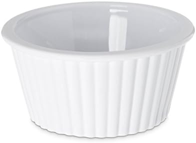 Set of 6 Plastic White Fluted Round Stackable 4 oz Ramekins - Perfect