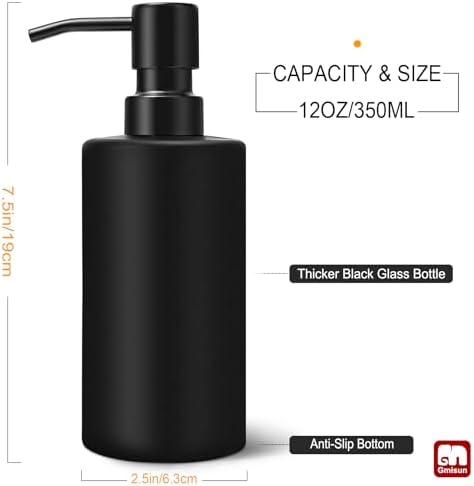 GMISUN Black Soap Dispenser, Hand Soap Dispenser for Bathroom, Dish