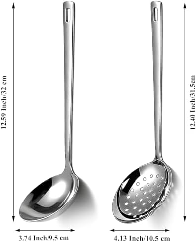 Berglander Slotted Spoons and Kitchen Ladle Spoon Set 2 Pcs, Stainless