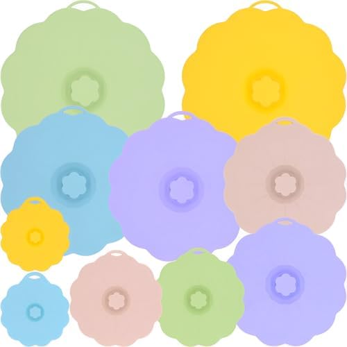 10 Pack Silicone Lids, 5 Sizes