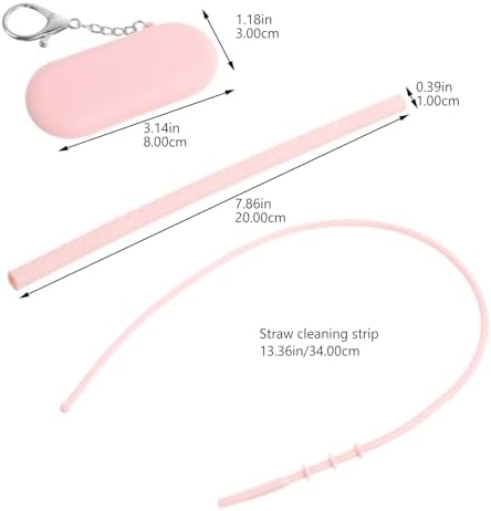 FRCOLOR Reusable Silicone Travel Straw Set with Case, Cleaning Brush