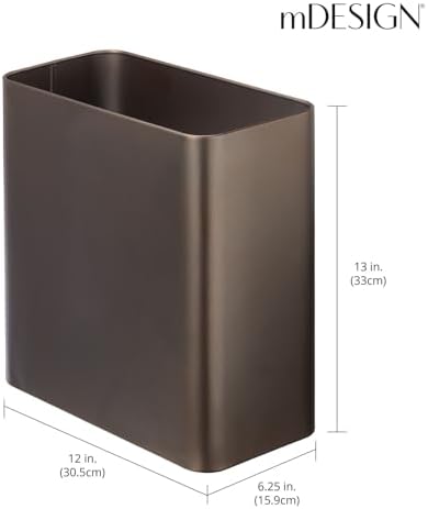 mDesign Stainless Steel Trash Can, 2.6 Gallon, Bronze