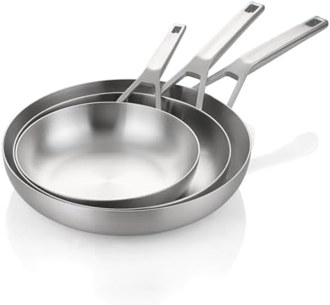 Yeksum Stainless Steel Pan Set, All Cooktops Up to 600°F,Tri-Ply