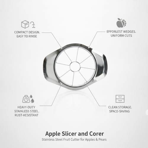 Apple Slicer and Corer, Stainless Steel Fruit Cutter for Uniform