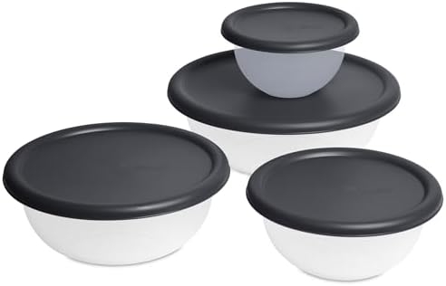 8-Piece Covered Bowl Set (4 Bowls + 4 Airtight Lids) - BPA-Free
