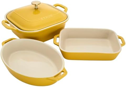 Staub Ceramic 4-pc Baking Pan Set, Citron