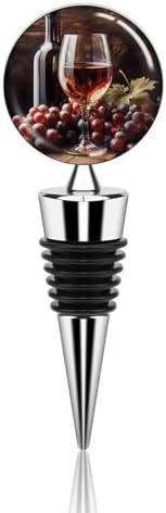Art Red Wine Galsses & Grapes Wine Stoppers Leak Proof Beverage Bottle