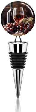 Art Red Wine Galsses & Grapes Wine Stoppers Leak Proof Beverage Bottle