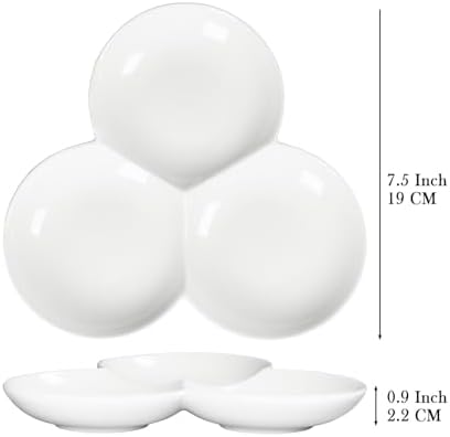 Porcelain Chip and Dip Serving Set, Divided Platter 3 Compartments