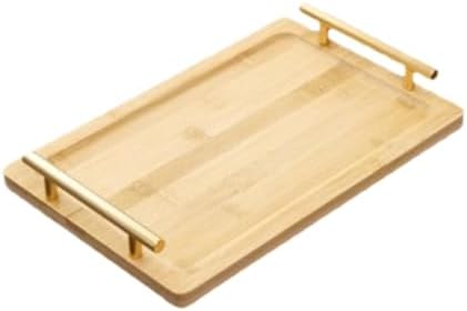 Serving Tray Coffee Table Tray with Metal Handles Rectangular Serving