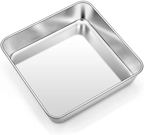 TeamFar 8x8 Baking Pan, Stainless Steel Square Cake Brownie Pan
