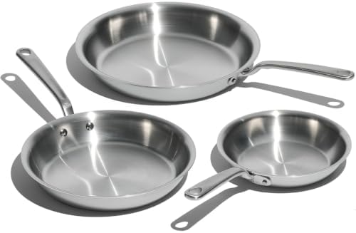 Made In Cookware - 3-Piece (Includes 8",10",12") Stainless Frying Pan Set - 5 Ply Stainless Clad - Professional Cookware - Crafted in Italy - Induction Compatible