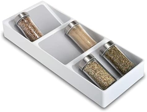 Smart Design 3 Section Plastic Spice Rack Drawer - Non-Slip Lining and