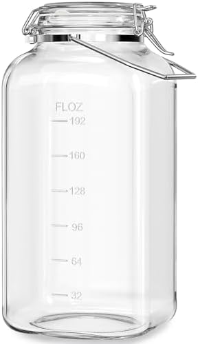 Folinstall Glass Jars with Lids, 2 Gallon, 4.3" Wide Mouth