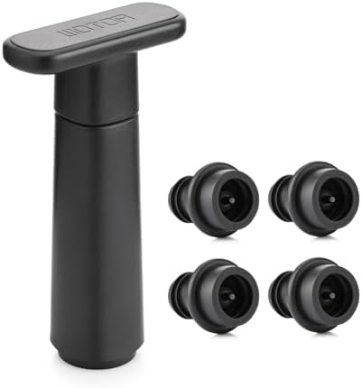 WOTOR Wine Saver Vacuum Pump with 4 Stoppers, Wine Stopper, Wine