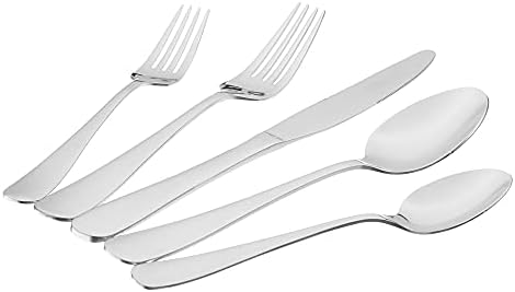 Amazon Basics Silverware Set, Stainless Steel Flatware, Dishwasher