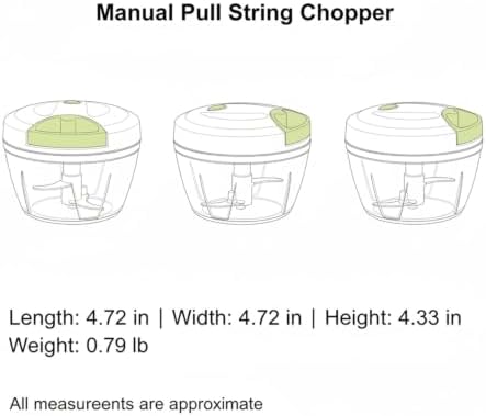 Ideal for Garlic, Herbs & Onions: Manual Pull-String Chopper, Compact