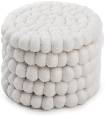 Round Felt Ball Coasters - 100% Merino Wool Table Coasters - Felt