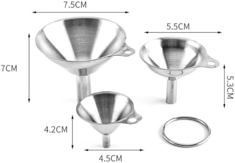Stainless Steel Funnel Set, Three Sizes for Kitchen Liquid Transfer