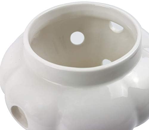 Ceramic Garlic Keeper with Bamboo Lid, 550 ml Vented White Stoneware