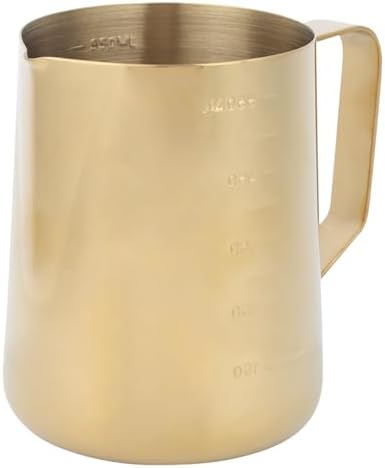 Milk Frothing Pitcher 600ML Stainless Steel Gold with Scale