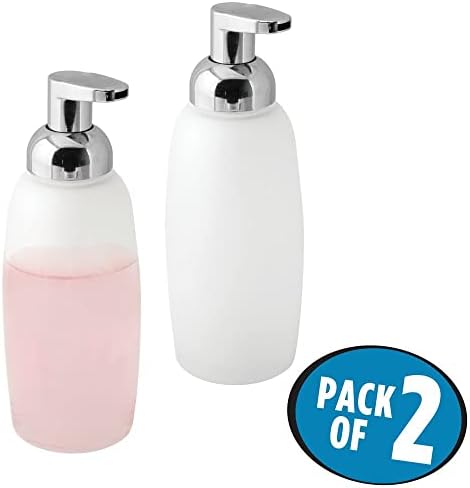 mDesign Refillable Glass Foaming Hand Soap Dispenser - Foam Soap Pump