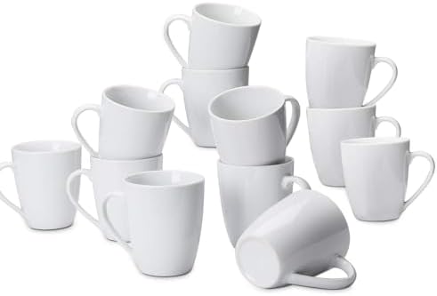 Amazon Basics Porcelain Heat Resistant Coffee Mugs, Microwave and Oven